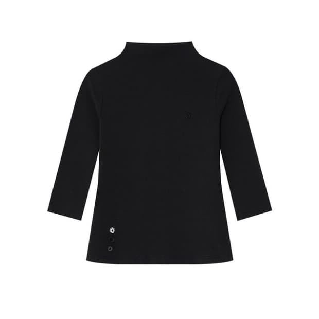 시오 서울 하프 넥 카프리 슬리브 탑 블랙