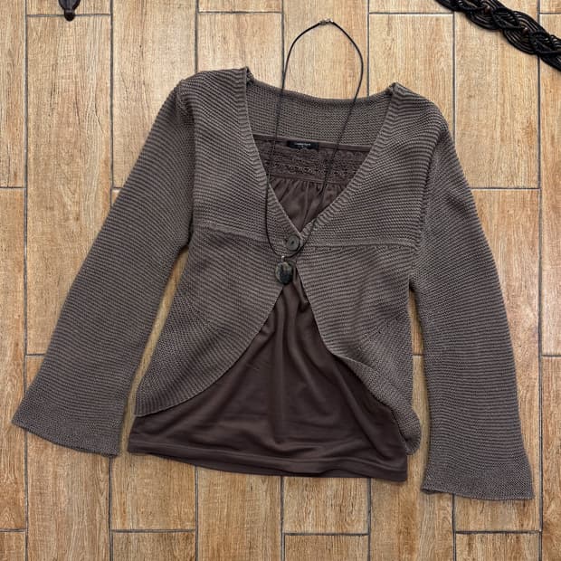 Slit Button Knit Cardigan 0102