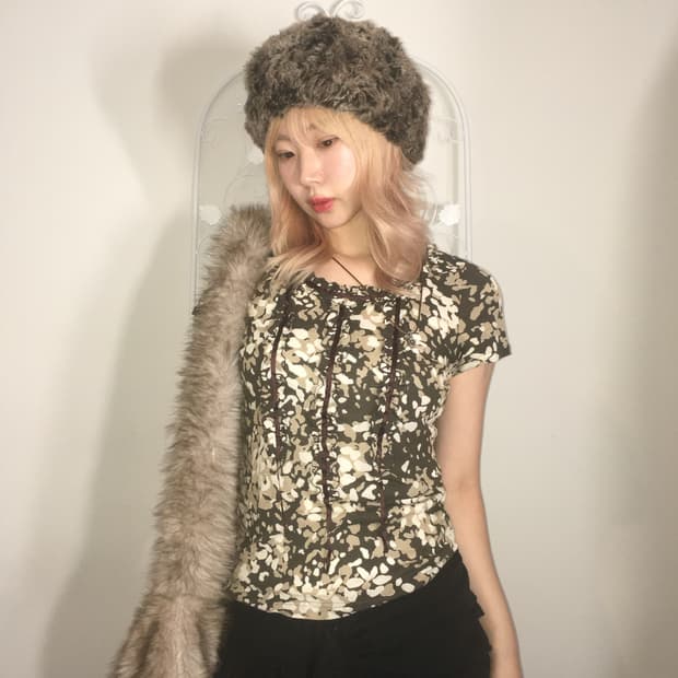jpn vintage unique pattern frill blouse
