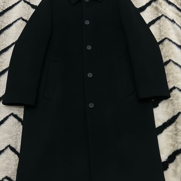 [L]무신사스탠다드 캐시미어 블랜드 오버핏 맥 롱코트/블랙