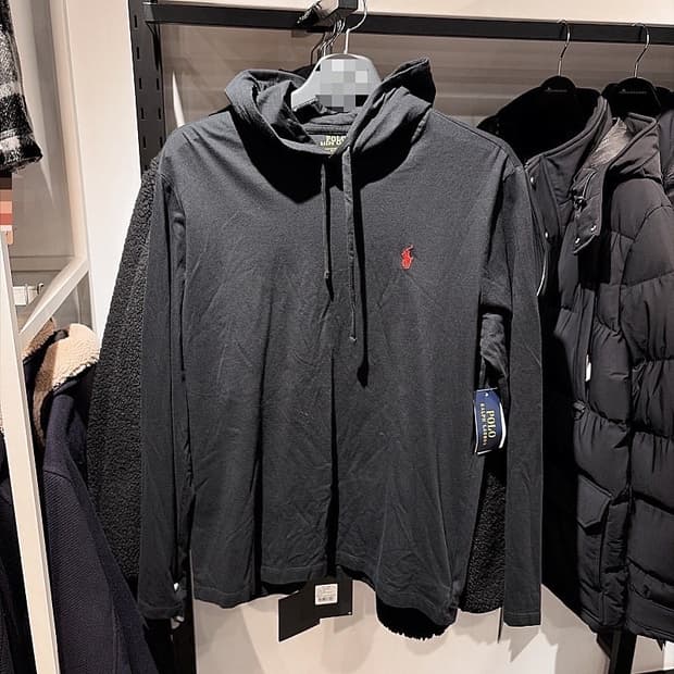 (정품/새상품) 폴로 랄프로렌 남성 블랙 후드 롱슬리브