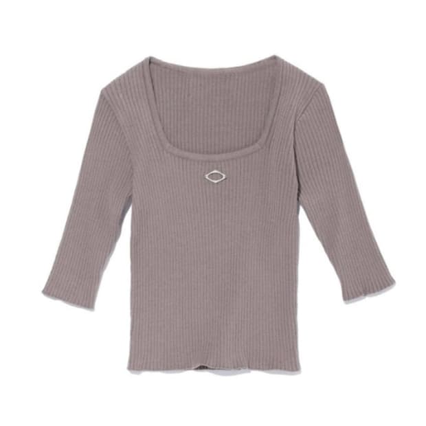 미스치프 SQUARE NECK RIB KNIT_BROWN
