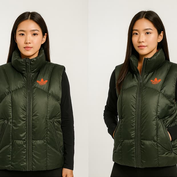 아디다스 카키  오렌지 오리털패딩조끼 95 66 54