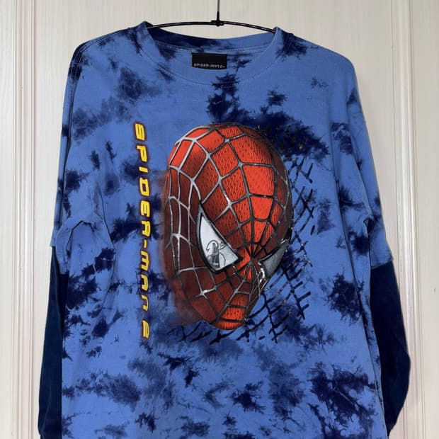 스파이더맨 2 타이다이 긴팔 티셔츠