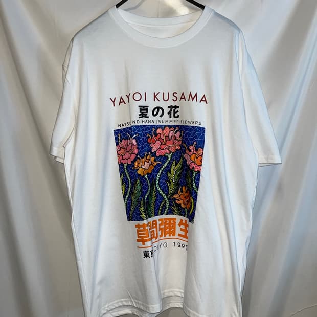 Kusama Yayoi 쿠사마 야요이 90년도 플라워 아트 반팔 티셔츠