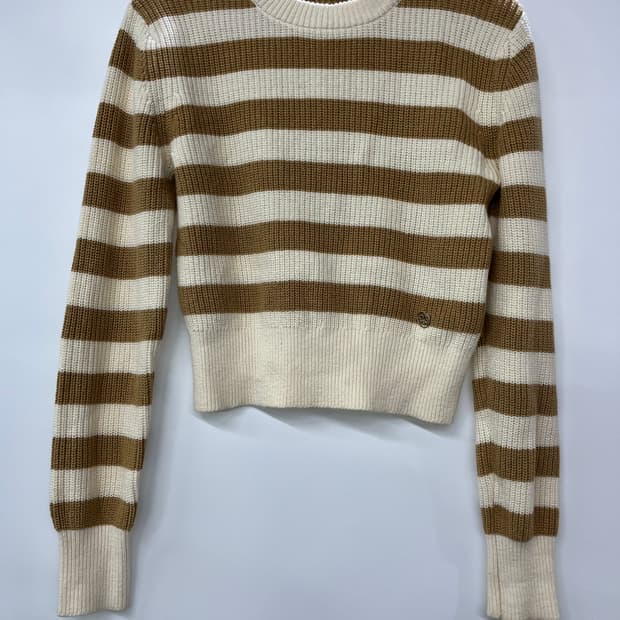 PLAC 플랙 스트라이프 라운드 넥 니트 베이지 Free사이즈