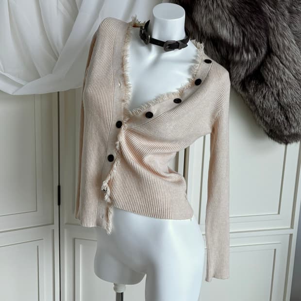 Fringe Detail Knit Cardigan