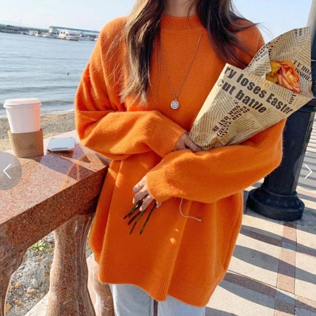 에이블리 루즈핏 울 니트 오렌지 프리