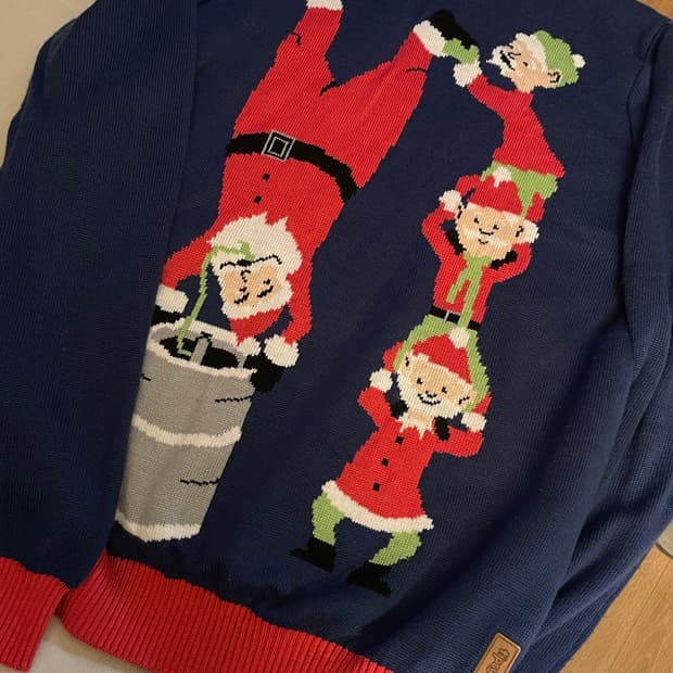 빈티지 크리스마스 산타 니트 스웨터