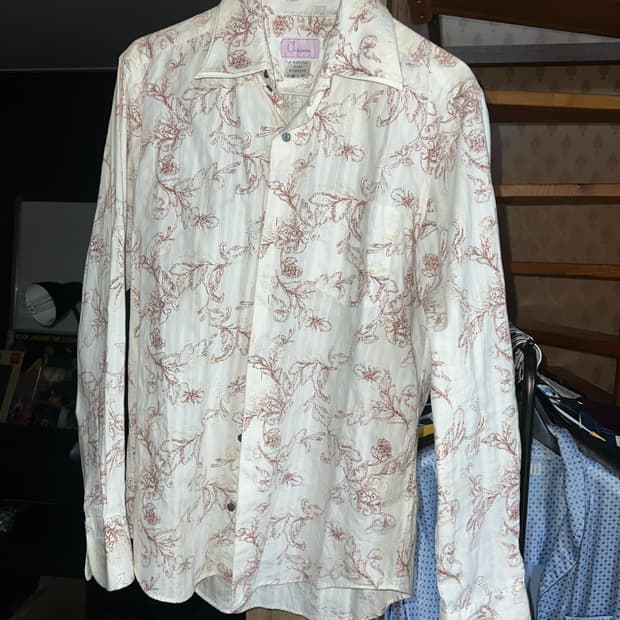 빈티지 플로럴 화이트 더블카라셔츠
