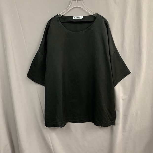 38 JILSANDER 질샌더 린넨 혼방 오버핏 반팔 블랙 블라우스 셔츠