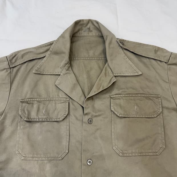 80s U.S. Military Army Tan 445 카키 반팔 셔츠