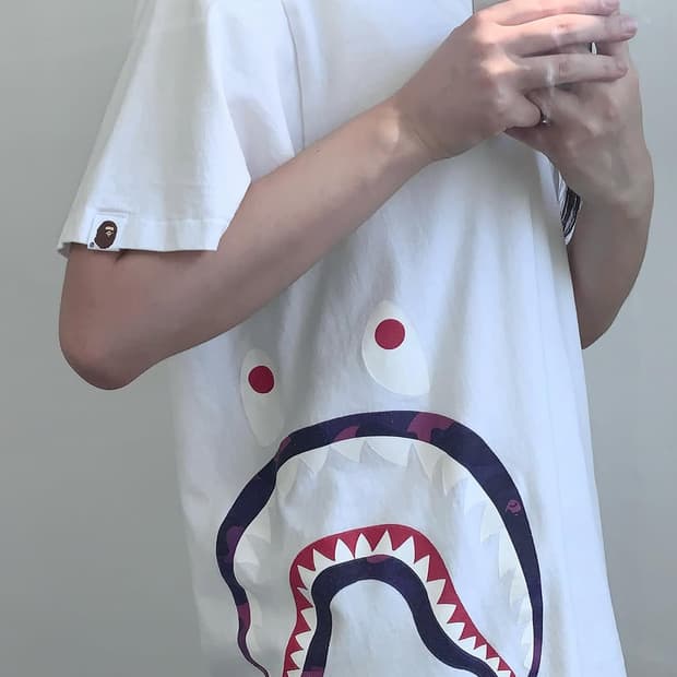 Bape 베이프 화이트 사이드 샤크 티셔츠