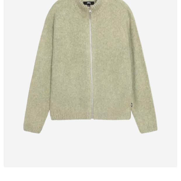 [M] STUSSY 스투시 브러쉬드 모크 풀 집 스웨터 세이지 