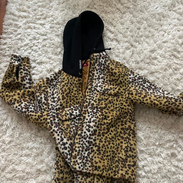 슈프림 플리스 후드집업 브라운 레오파드
