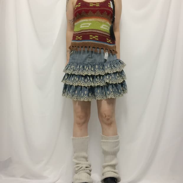 Ethnic mood knit sleeveless