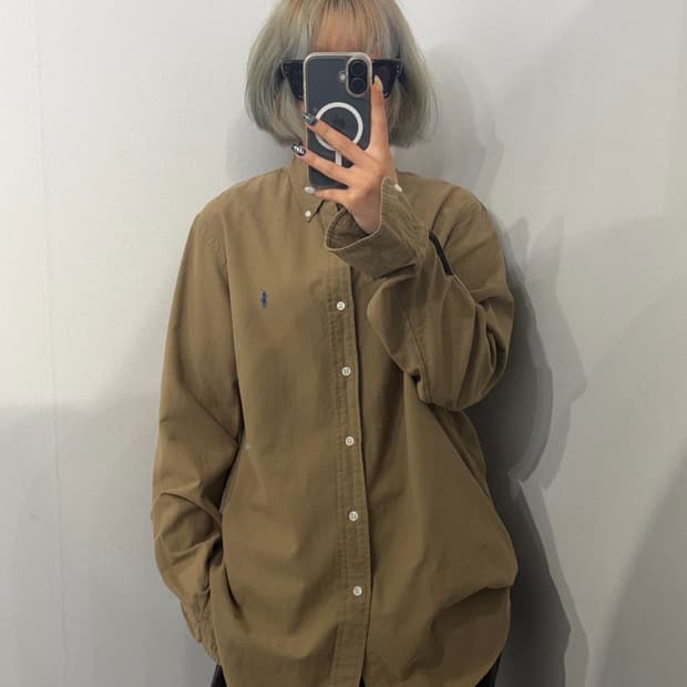 M 폴로 랄프 로렌 클래식핏 버튼다운 셔츠 브라운