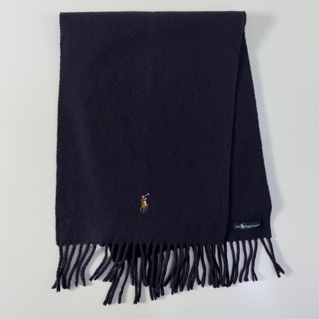Polo  폴로 랄프로렌 프린지 버진 울 네이비 머플러  