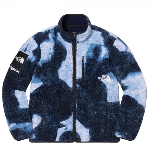 슈프림 x 노스페이스 블리치드 데님 프린트 플리스 자켓 인디고 - 21F