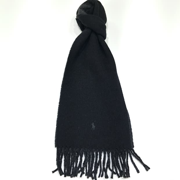 MX563 폴로 90s 이태리판 램스울 양면 블랙차콜 머플러 목도리