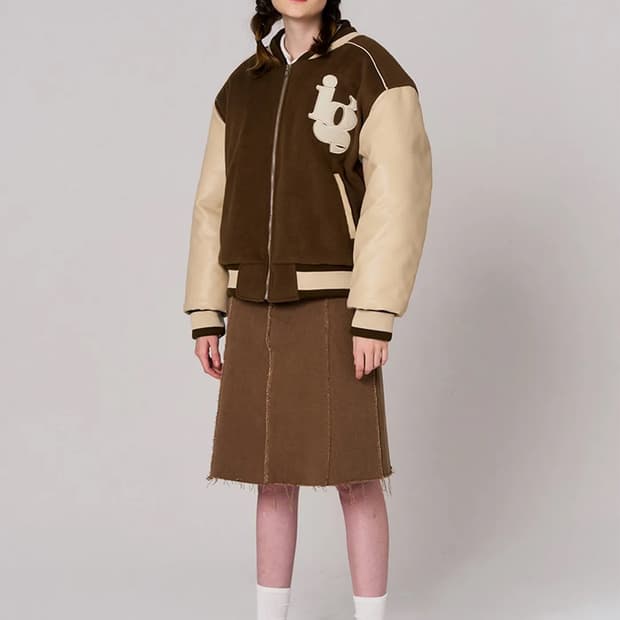 lilligo 일리고 바시티 자켓 브라운