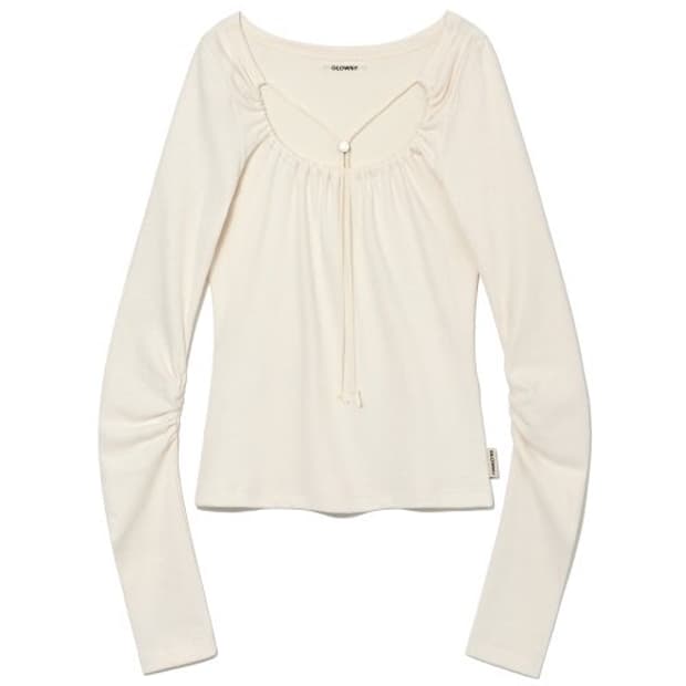 글로니 루이 셔링 스트랩 롱슬리브 아이보리