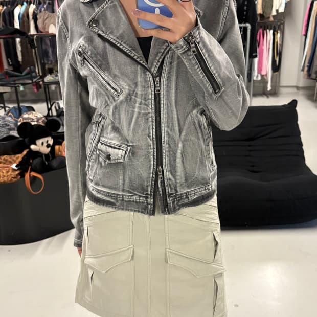 CAVARIA grey denim riders jacket 