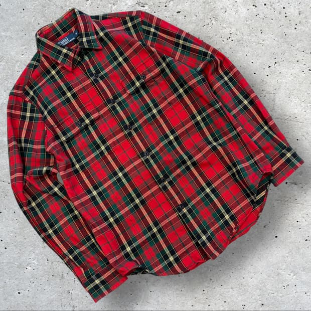 [M] 폴로 랄프로렌 투포켓 레드 체크 셔츠 D26