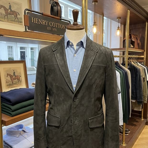 헨리코튼 천연 양가죽 헌팅 양가죽 스웨이드자켓(95사이즈)