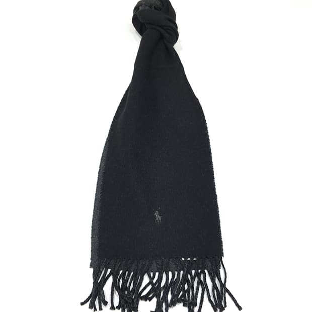 MX551 폴로 90s 이태리판 울 양면 블랙차콜 머플러 목도리