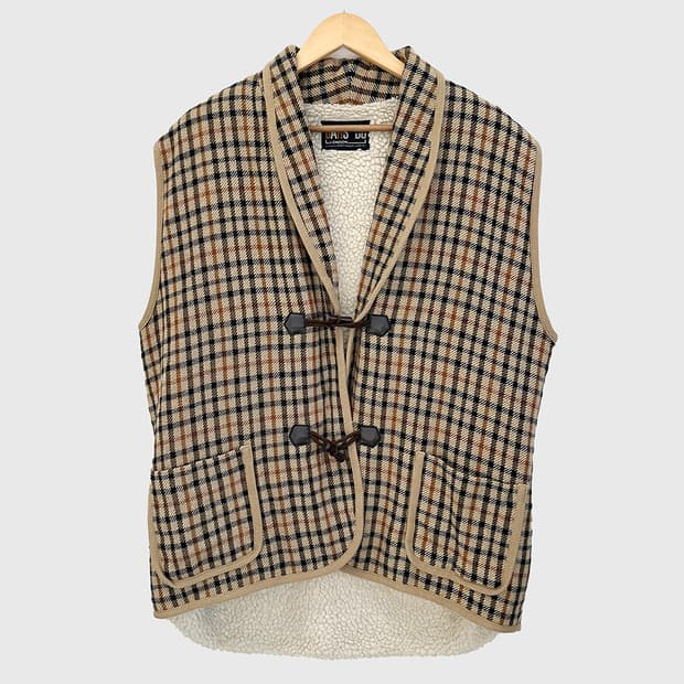 닥스 브리티시 체크 양털 더플 토글 베스트 자켓 조끼 공용 LL