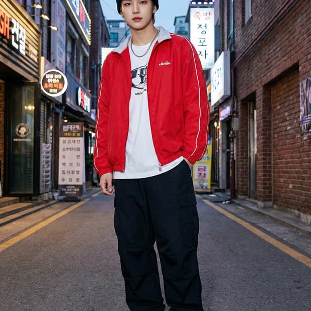 Ellesse 레드 빈티지 윈드브레이커 트랙 재킷_105