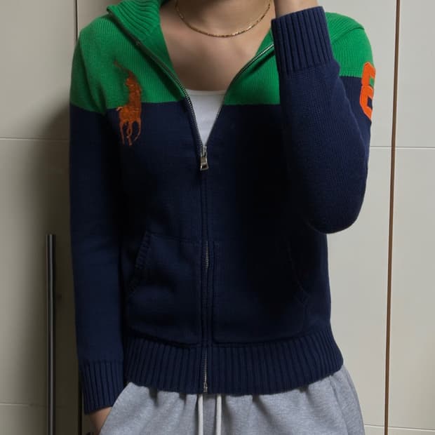 폴로 랄프로렌 빅포니 네이비 니트집업