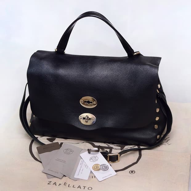 자넬라토 포스티나 M 오리지널 실크레더 금장 블랙 (토트.숄더)