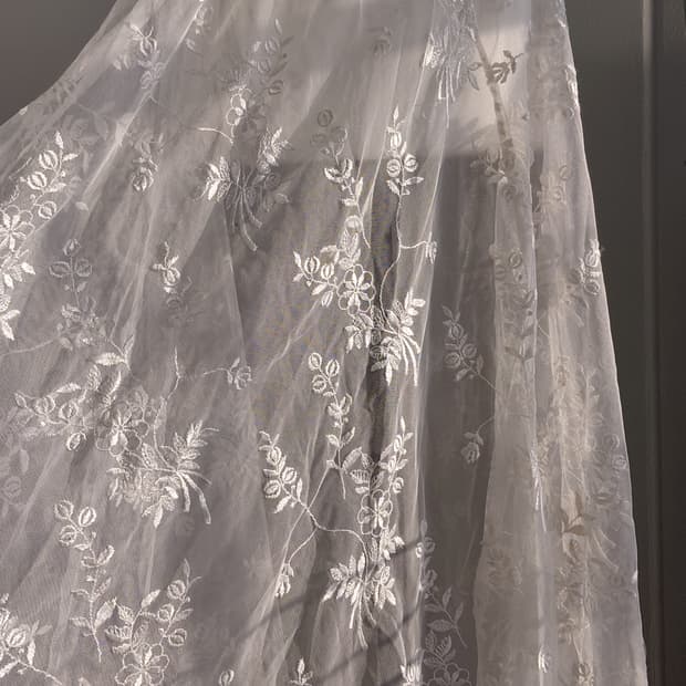 [빈티지] 아이보리 플라워 자수 레이스 스커트