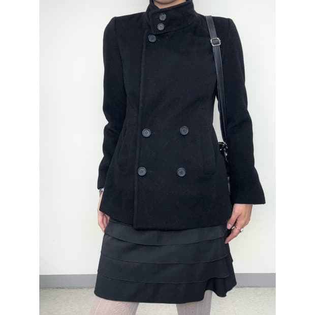 빈티지 블랙 하프 코트