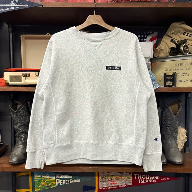 챔피온X밀크페드 리버스위브 로고패치 헤비코튼 스웻셔츠 N1236