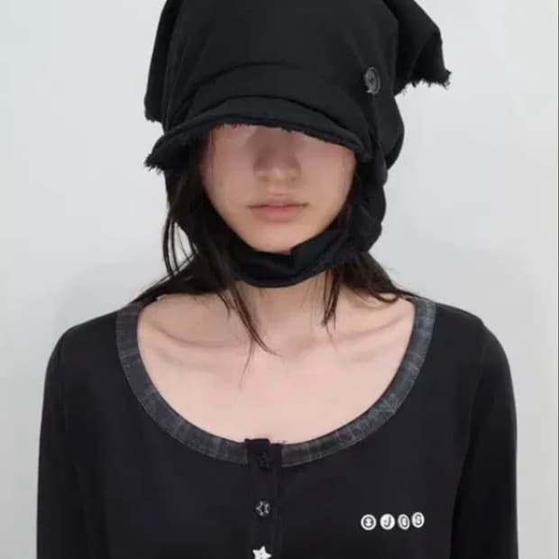 오호스 스카프 베일 울 캡 차콜