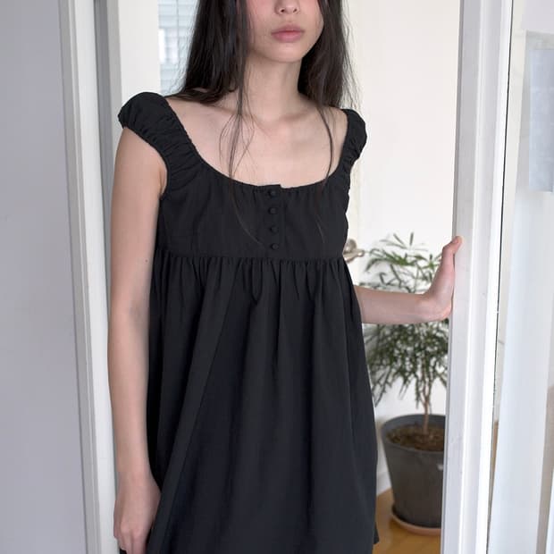(새상품)오버듀플레어 cotton baby doll dress_Black