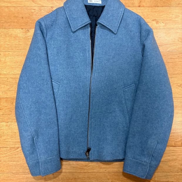 자라 울 자켓 M 하늘색