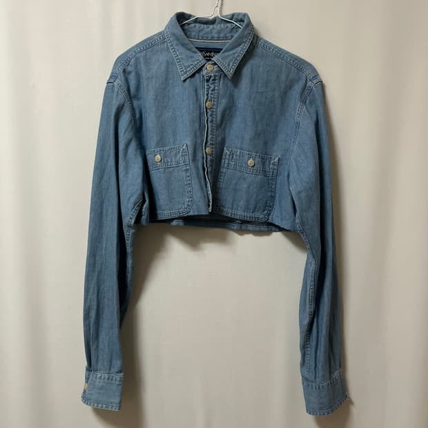 입생로랑 여성 크롭 데님 셔츠 XL