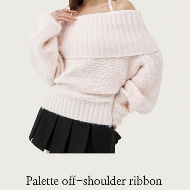 Palette off-shoulder ribbon knit, pink