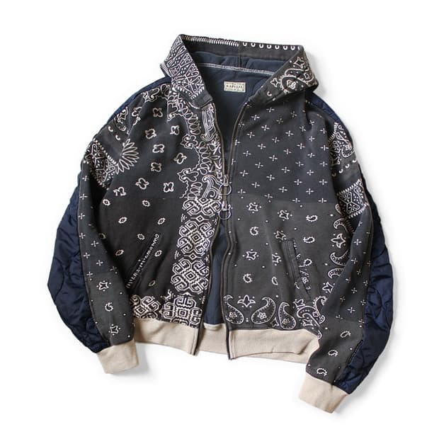 캐피탈 플리스 니트 반다나 비부악 후디드 블루종 네이비 4