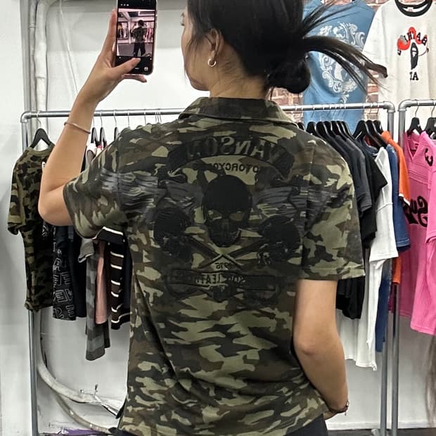 밴슨 레더 카모 카라 티셔츠