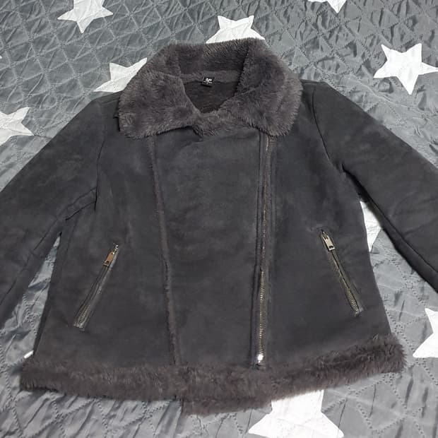 ZEN 스웨이드 사선지퍼 무스탕 모카브라운 (F)