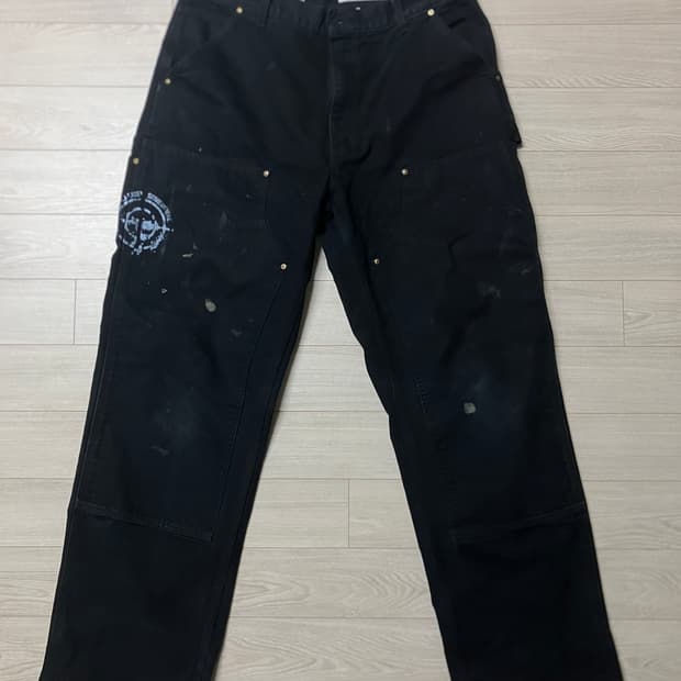 [36x34] 파프롬왓 칼하트 커스텀 더블니 1of1 블랙