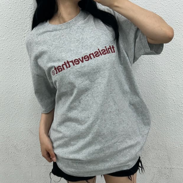디스이즈네버댓 레드로고 그레이 반팔 XL