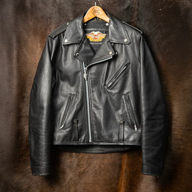 [44R] 90s 할리데이비슨 레더 더블라이더 자켓 블랙 