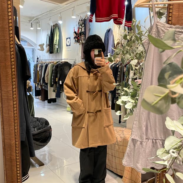 일본빈티지 우드버튼 오버핏 떡볶이코트