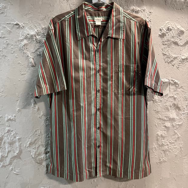 XL 폴스미스 PAUL SMITH 멀티 스트라이프 반팔 셔츠 브라운